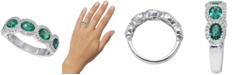 Macy's Emerald (1-1/2 ct. t.w.) & Diamond (1/5 ct. t.w.) Halo Ring in 14k White Gold